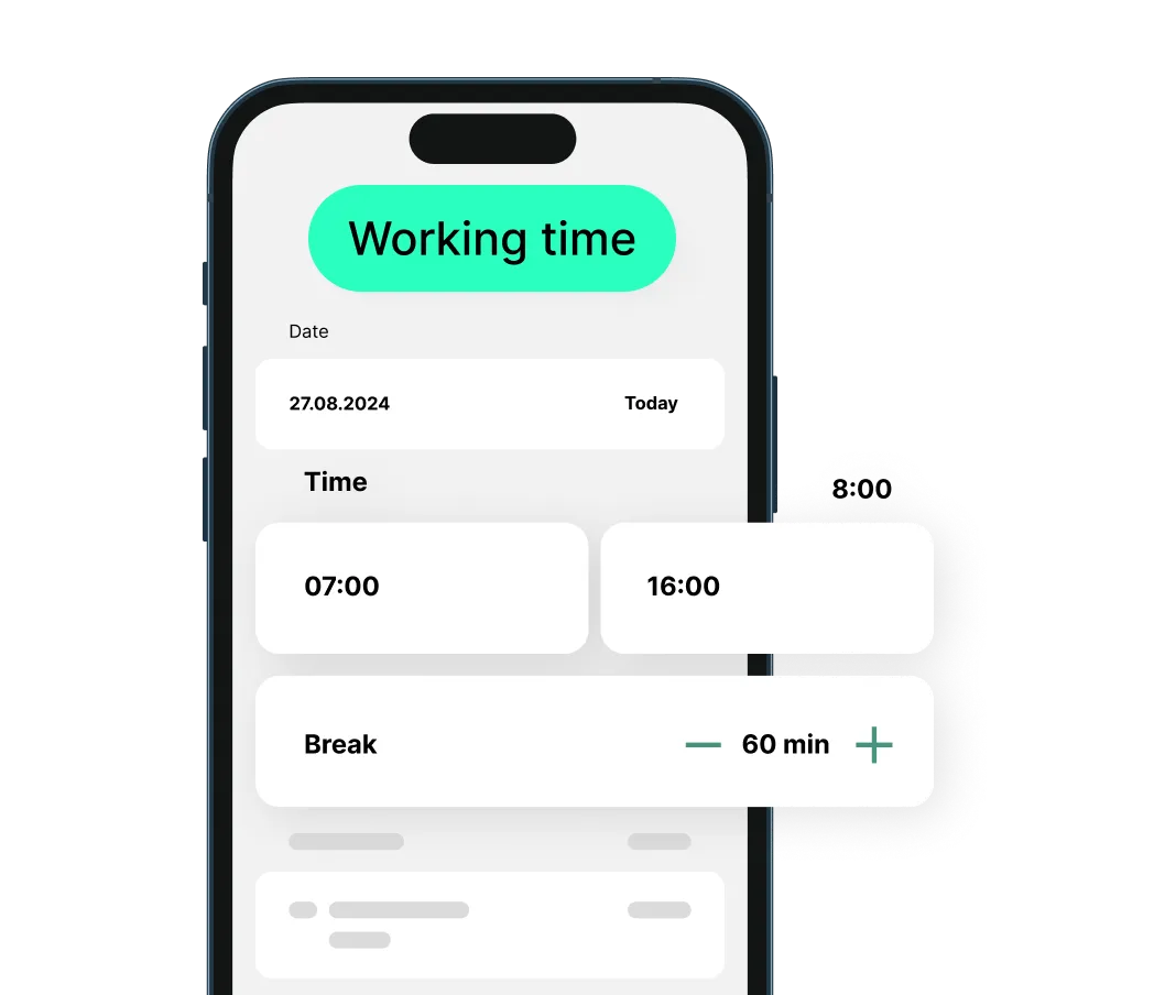 plancraft app for mobile time tracking, logging work hours on the go from the construction site