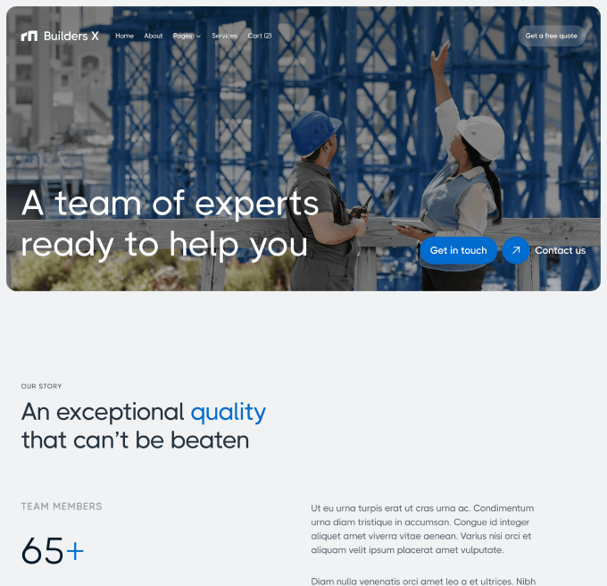 Builders X - About Us Page - Builders Webflow Template