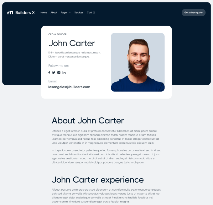Builders X - Team Member Single Page - Builders Webflow Template