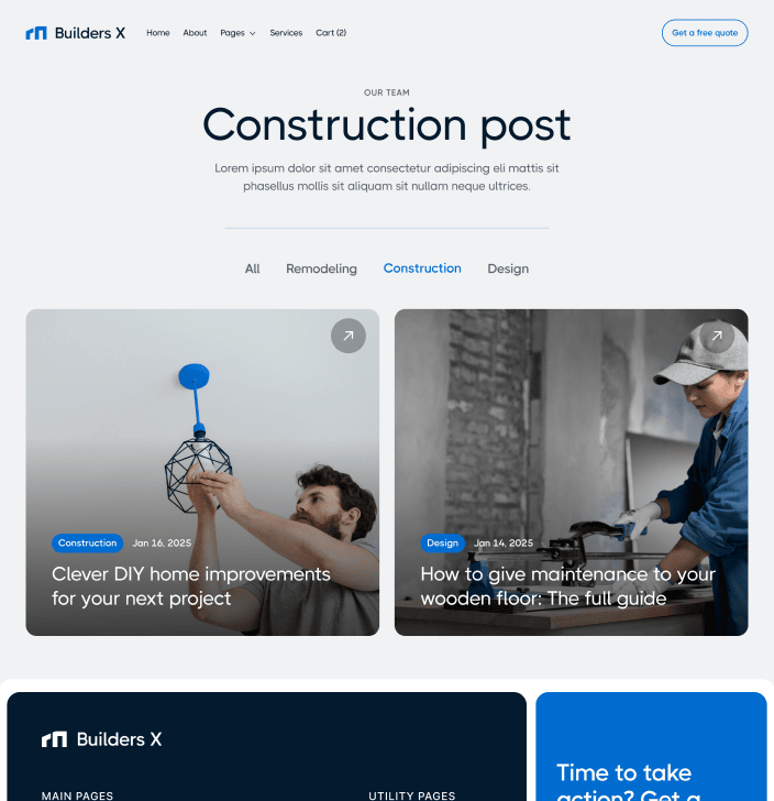 Builders X - Blog Category Main Page - Builders Webflow Template
