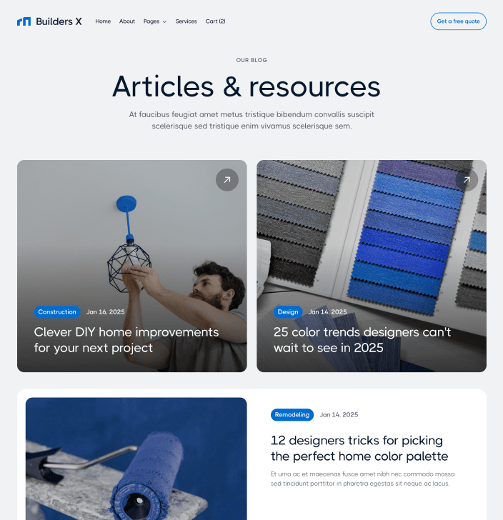 Builders X - Blog V2 Main Page - Builders Webflow Template