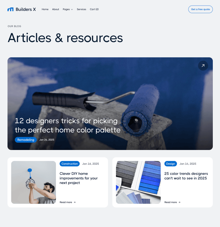 Builders X - Blog V1 Main Page - Builders Webflow Template