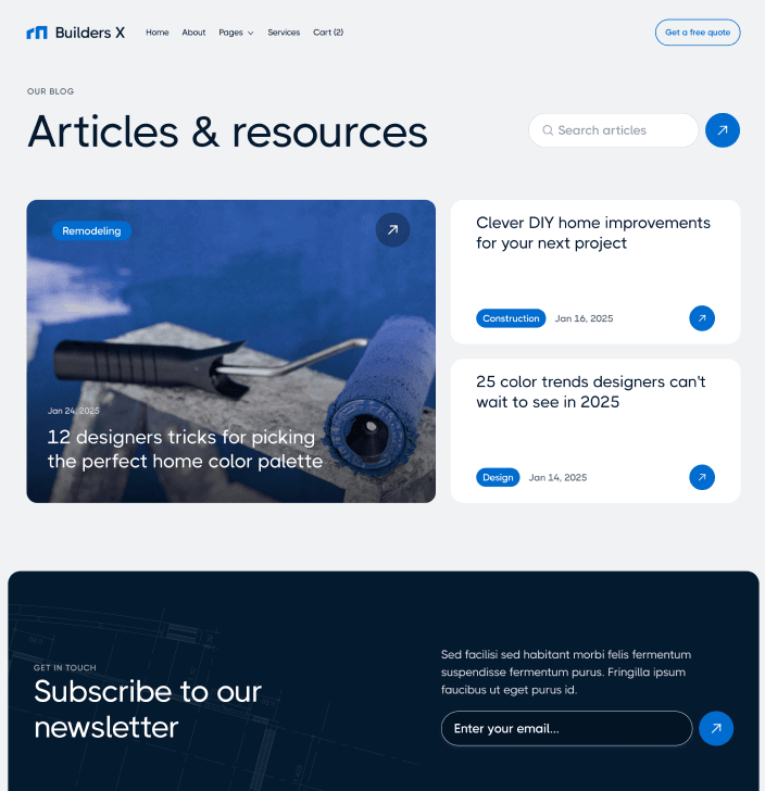 Builders X - Blog V3 Main Page - Builders Webflow Template