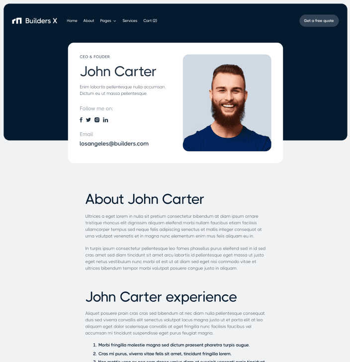 Builders X - Team Member Single Main Page - Builders Webflow Template