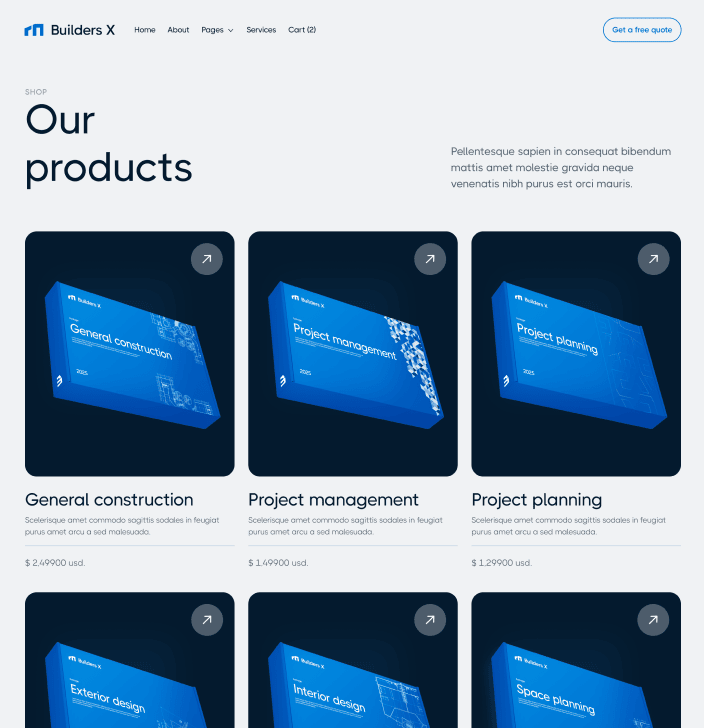 Builders X - Shop Main Page - Builders Webflow Template