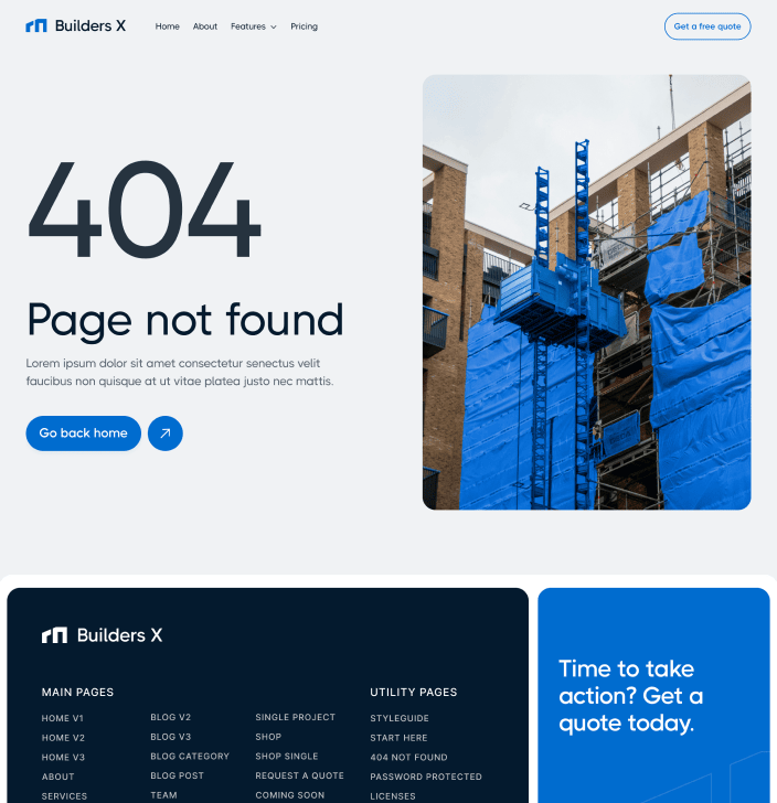 Builders X - Page Not Found 404 Utility Page - Builders Webflow Template