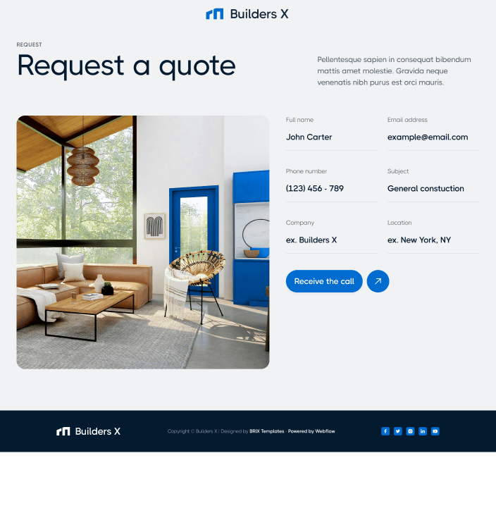 Builders X - Request A Quote Utility Page - Builders Webflow Template