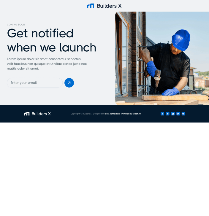 Builders X - Coming Soon Utility Page - Builders Webflow Template
