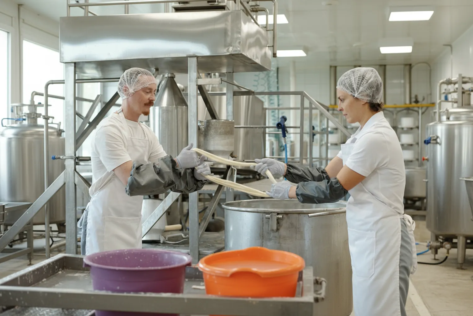 двама човека, работещи в производство