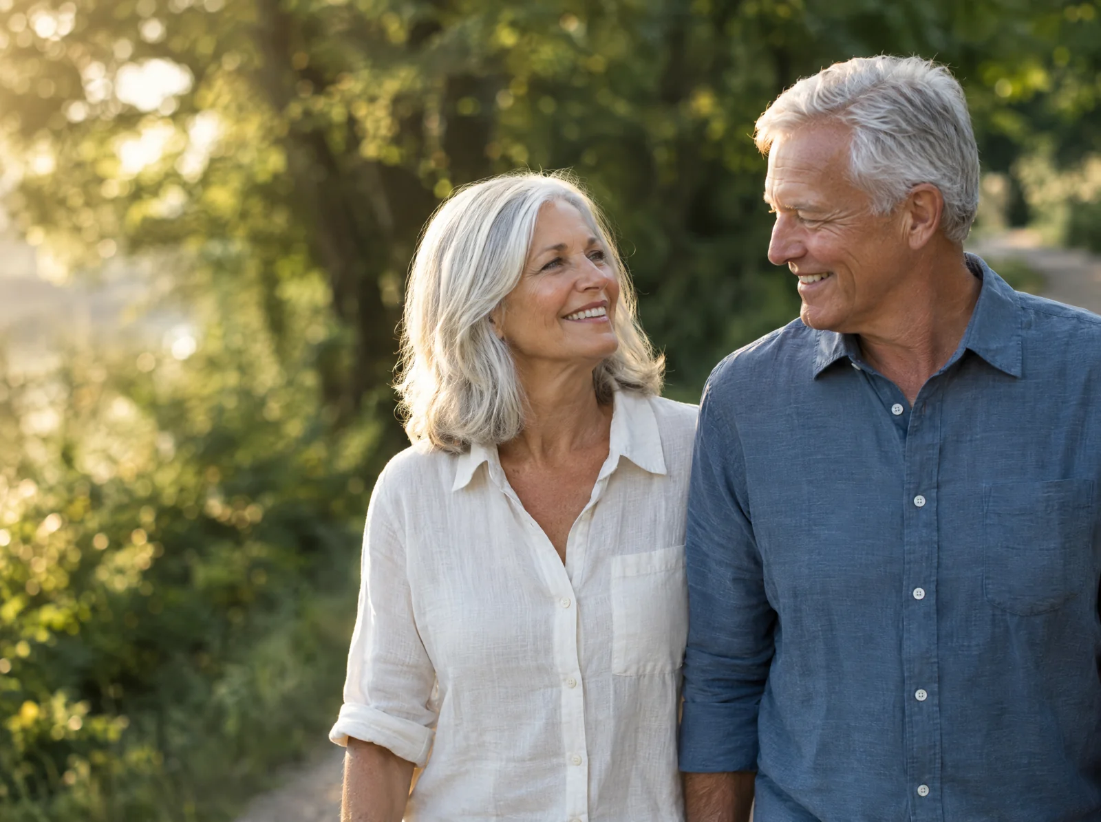 Older couple enjoying a walk outdoors