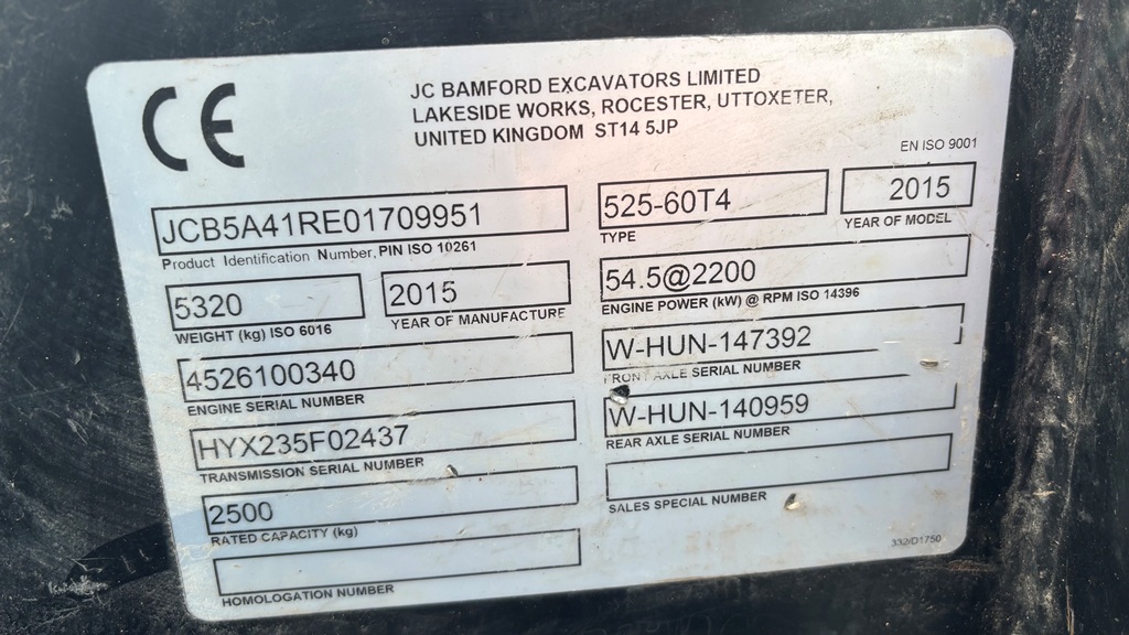 2015 Jcb 525-60 wheels & tyre for sale in Kirkby Underwood, Bourne, Lincolnshire — photo 8