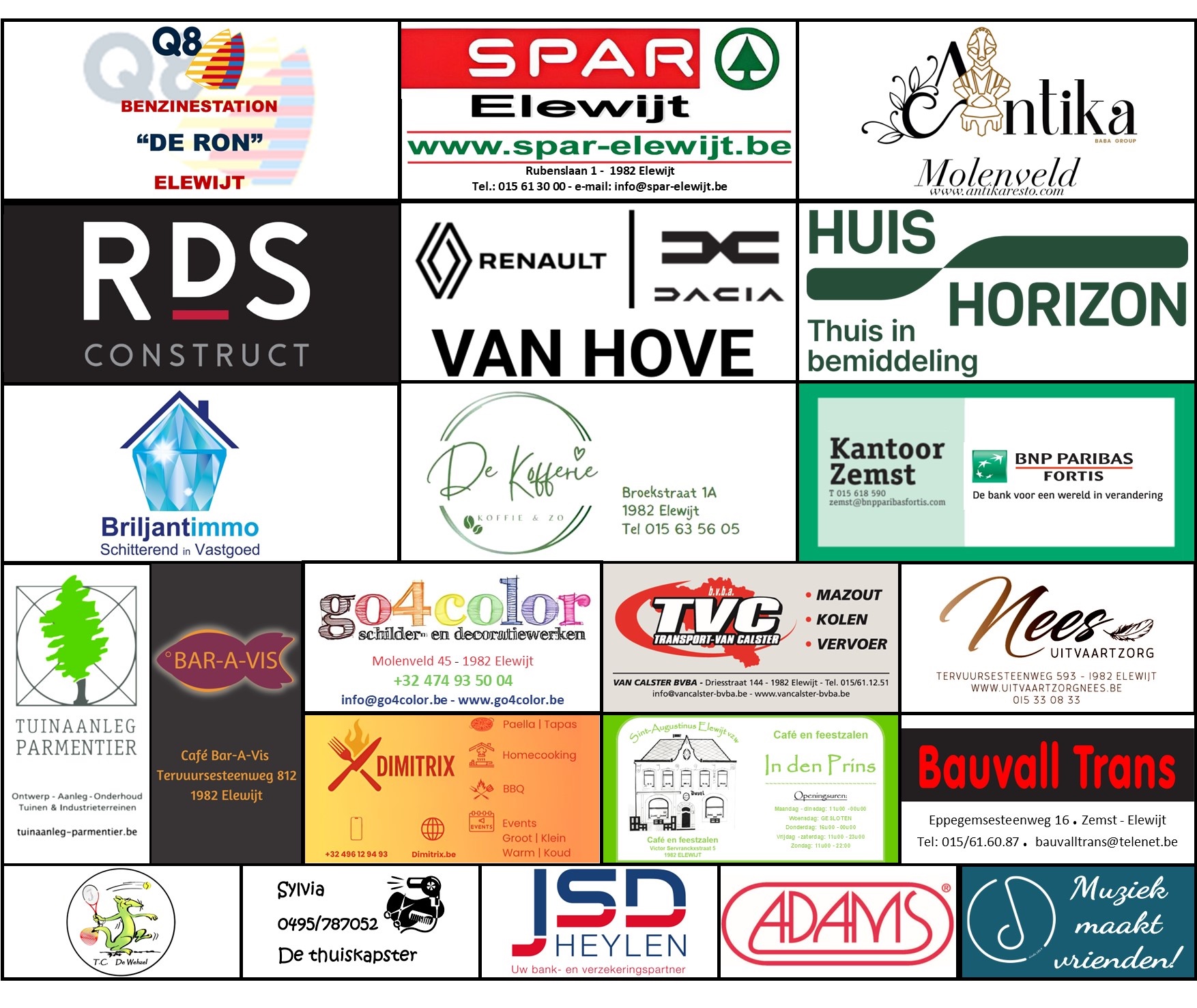 Overzicht van de sponsors van KHSH Elewijt 2026-2027