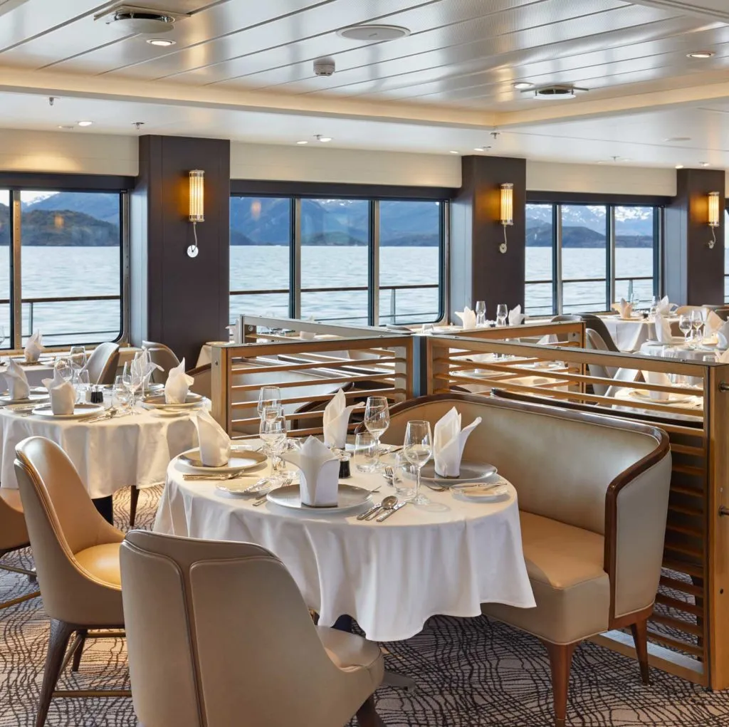 Restaurant on board Magellan Explorer. Photography by Tom Arban.