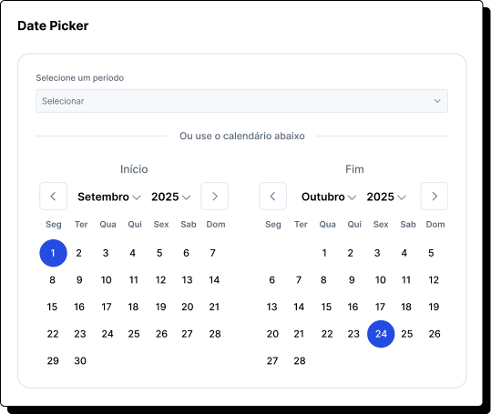 Novo formato de seleção de datas