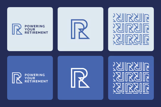 Bento grid of Powering Your Retirement logos