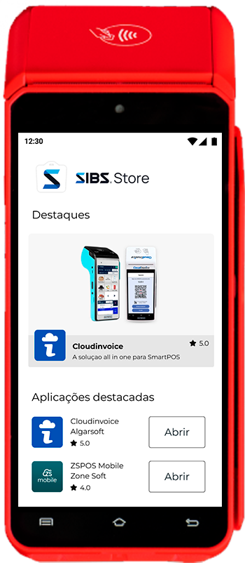 Ecrã inicial da SIBS Store no Get Smart