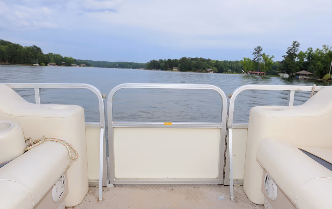 back of pontoon boat on michigan lake