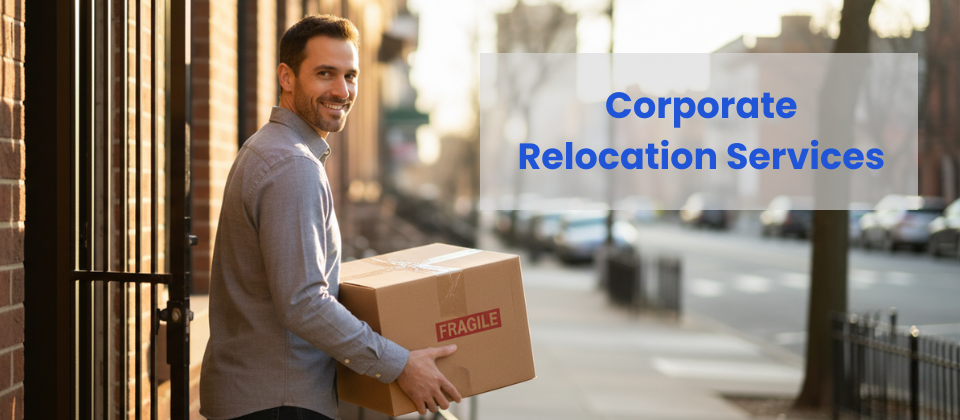 A happy employee settling into a new home, illustrating how flexible corporate relocation services help companies retain top talent during the "Great Homecoming.
