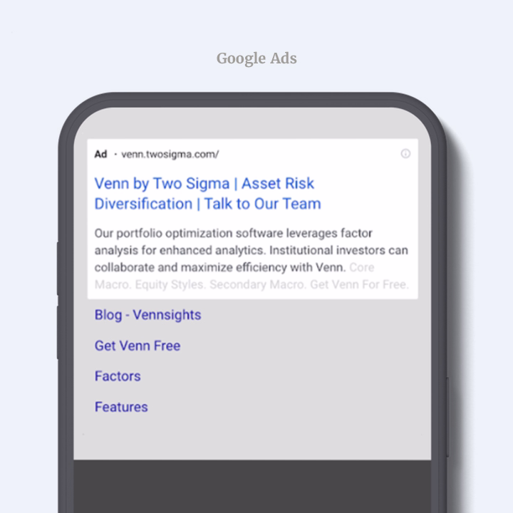 A view of Venn's promoted search result for Asset Risk Diversification.