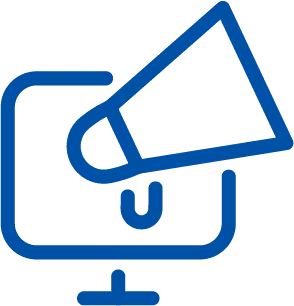 Computer with Megaphone Icon
