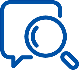 magnifying glass with chat box