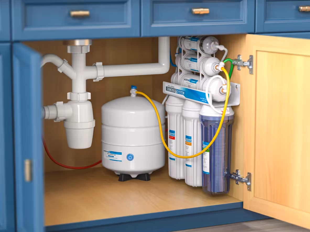 Advance water purification system installed under the sink of kitchen