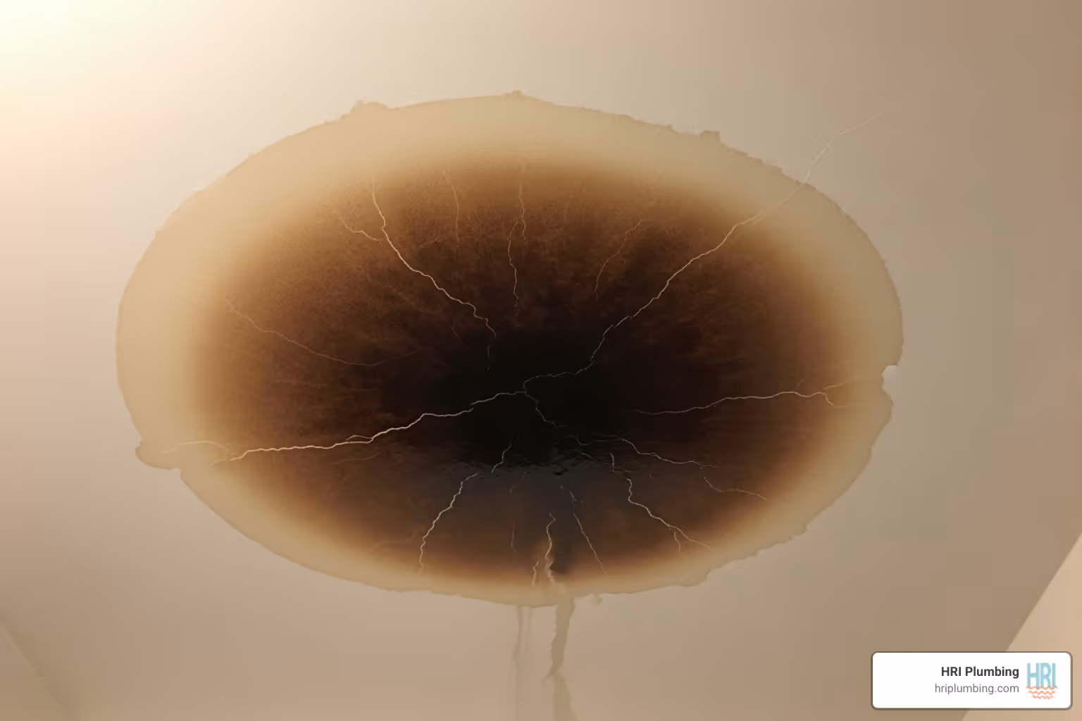 water stain on a ceiling - plumber sherman