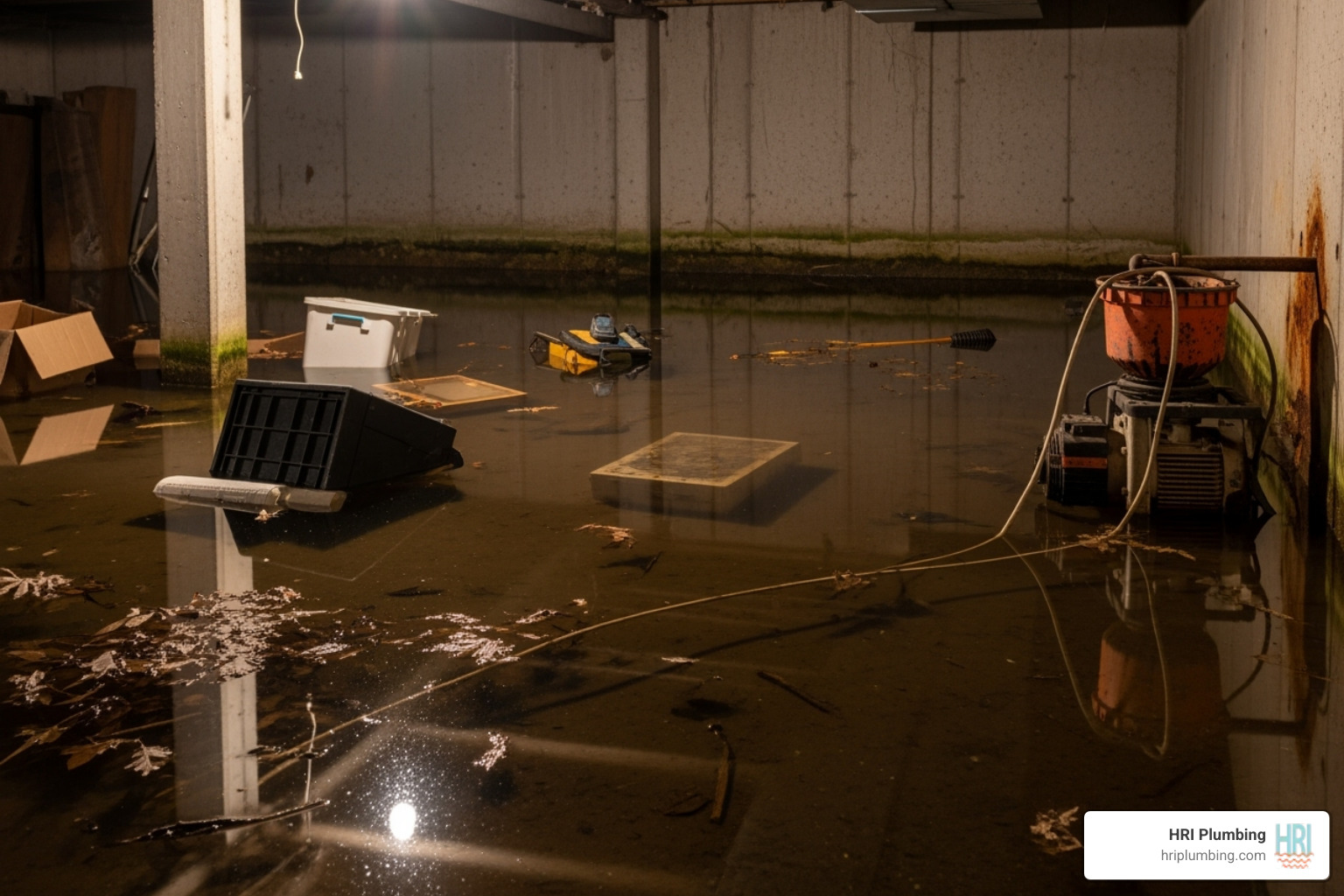 Flooded basement with a malfunctioning sump pump - emergency plumber Sherman