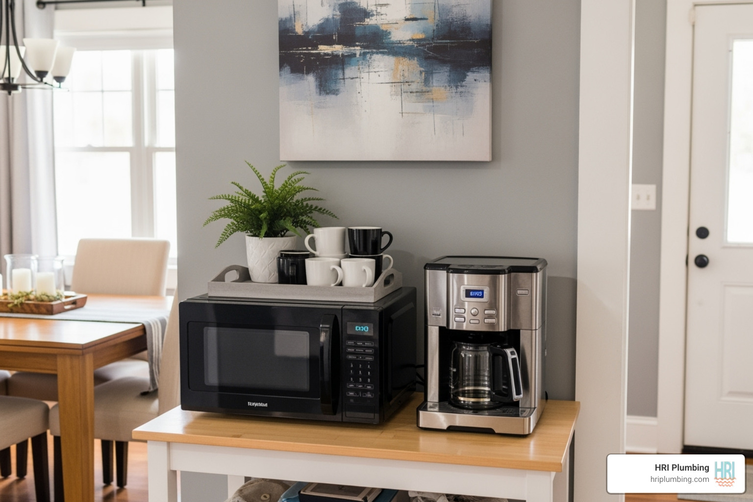 Stylish temporary kitchen setup in a dining room corner - full kitchen renovation
