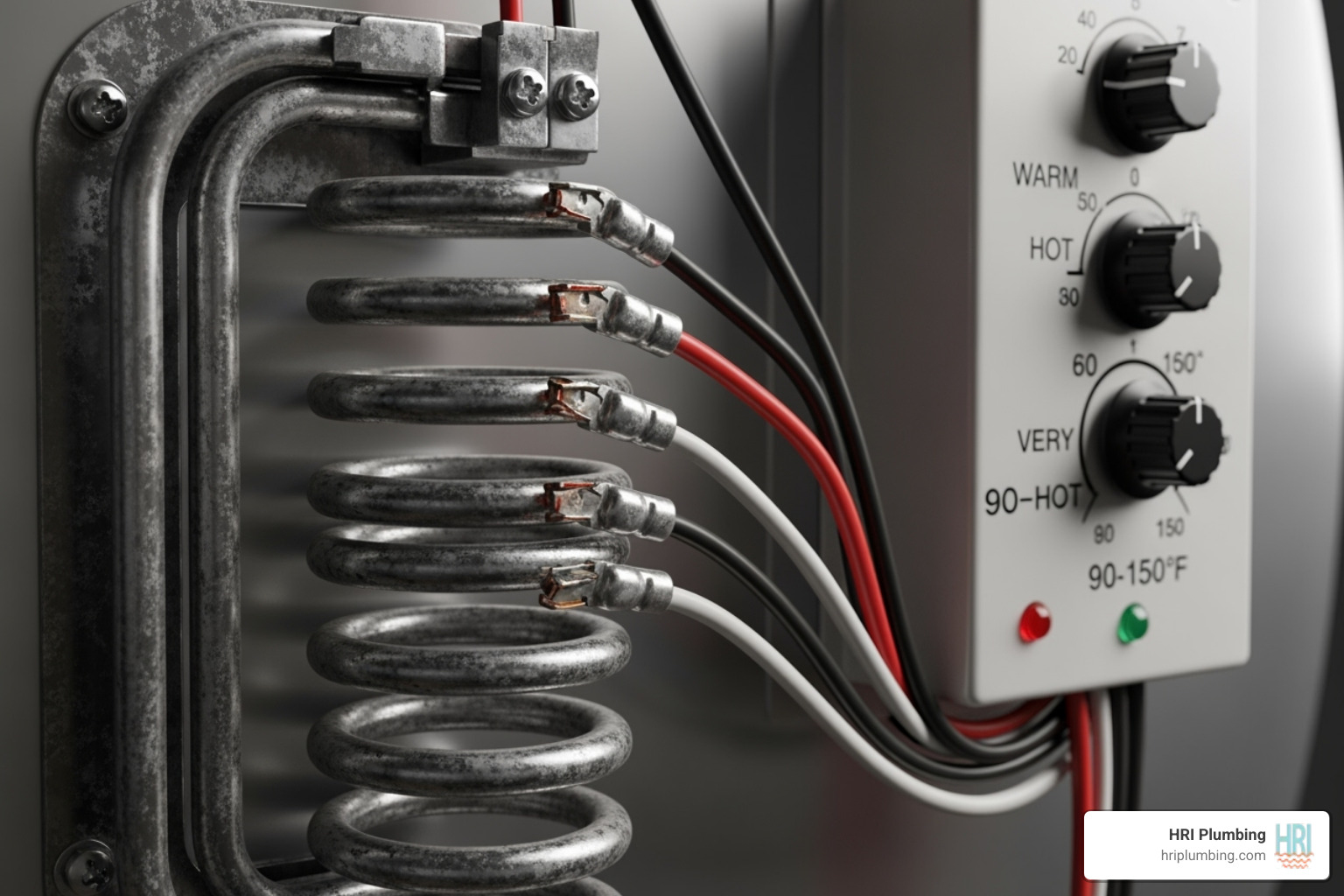 Electric water heater's heating element and thermostat panel - Water heater not heating