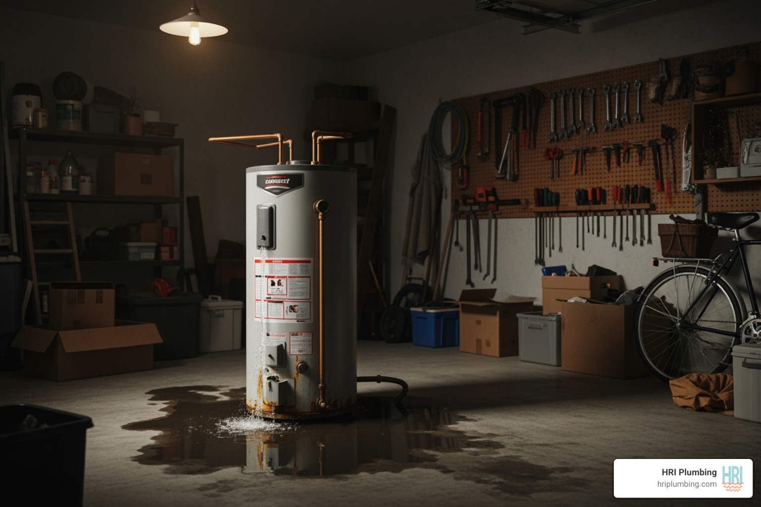 leaking water heater in a garage - emergency plumber near me jacksonville