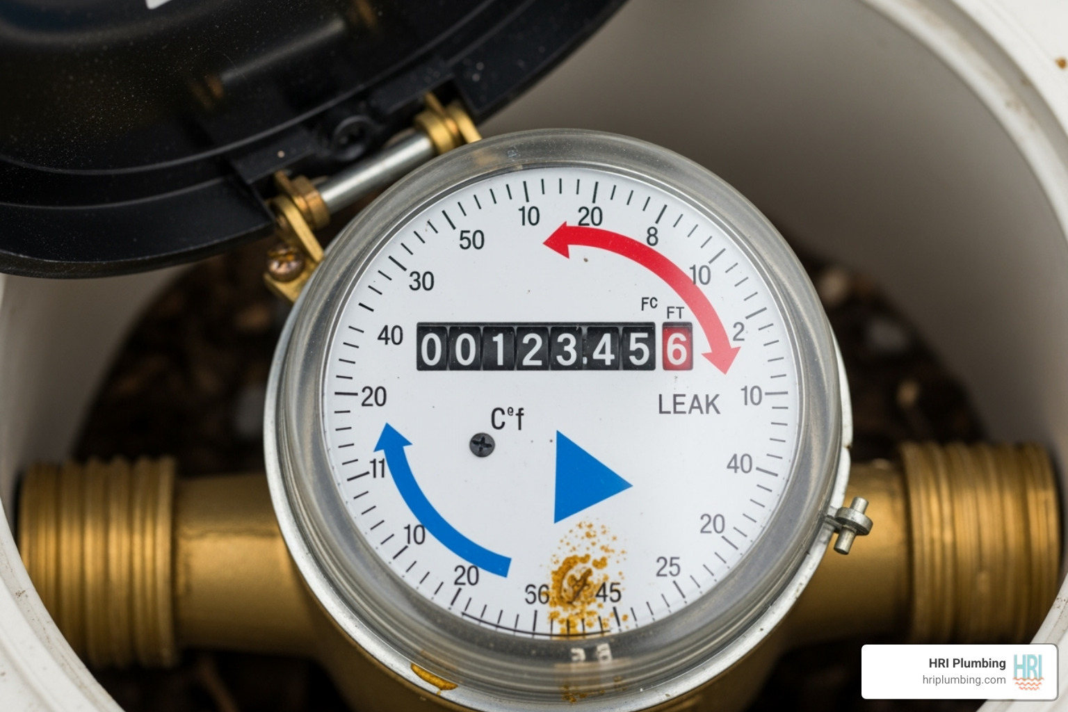 spinning water meter - water line leak jacksonville