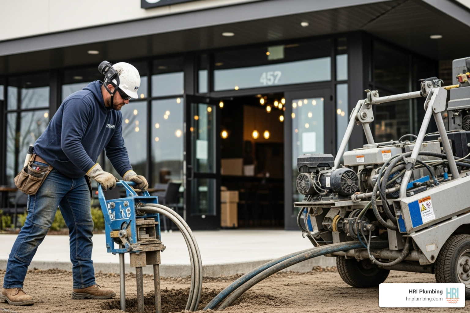 trenchless sewer repair process in a commercial setting - commercial sewer line repair jacksonville il