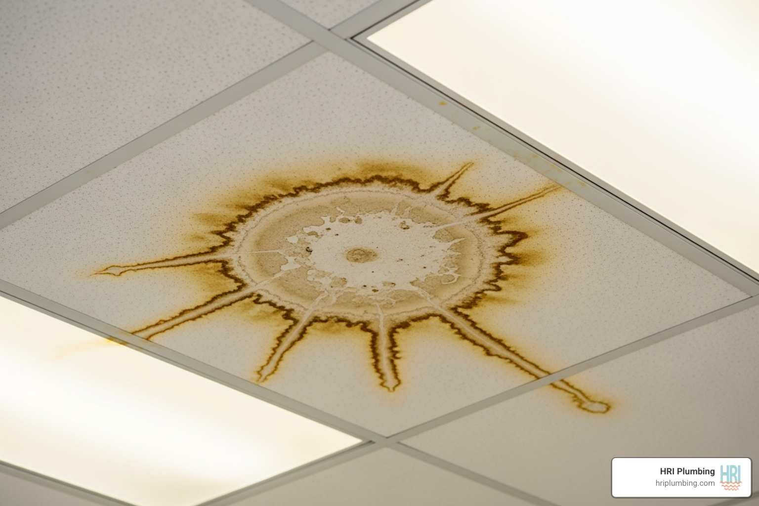 water stain on a commercial property's ceiling - commercial plumbing jacksonville il water stain on a commercial property's ceiling - commercial plumbing jacksonville il