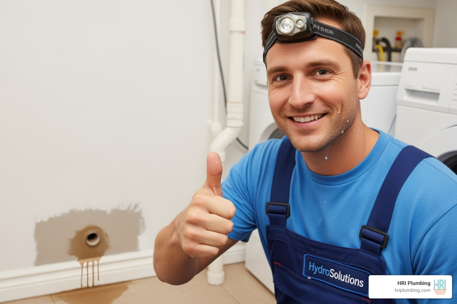 A smiling plumber giving a thumbs up after successfully locating a leak - leak detection plumber jacksonville il A smiling plumber giving a thumbs up after successfully locating a leak - leak detection plumber jacksonville il