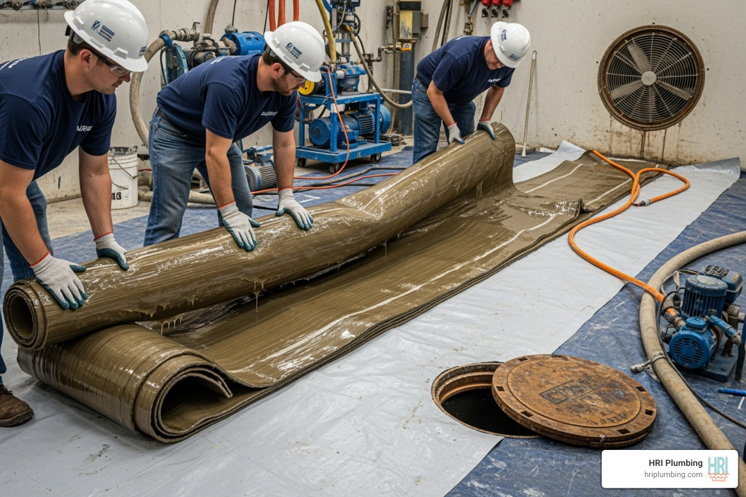 CIPP liner being prepared for insertion - trenchless sewer repair jacksonville