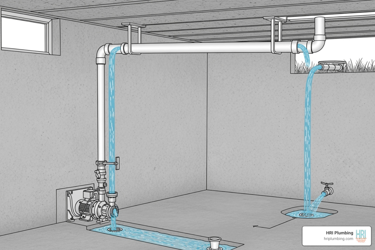 Image illustrating how an overhead sewer system prevents basement backups - sewer line replacement springfield il