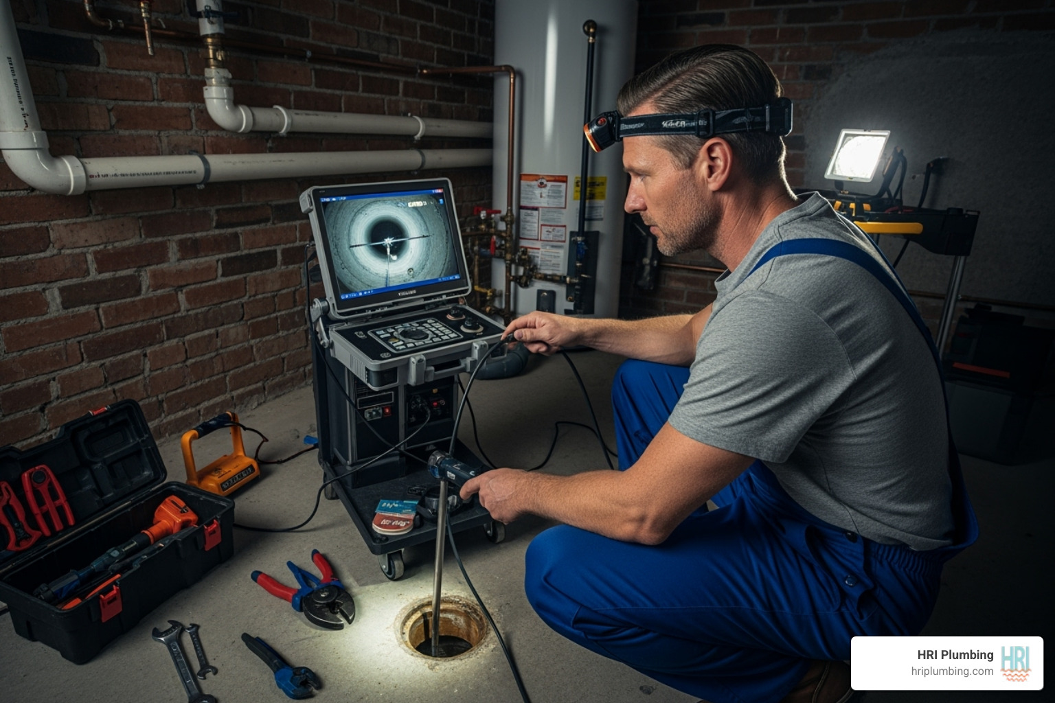 plumber using a video camera inspection tool in a pipe - water line repair jacksonville il plumber using a video camera inspection tool in a pipe - water line repair jacksonville il