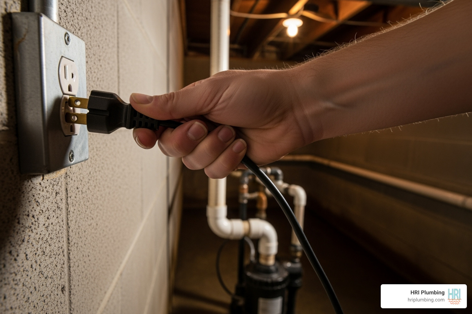 a person safely unplugging a sump pump - emergency sump pump service rushville il a person safely unplugging a sump pump - emergency sump pump service rushville il