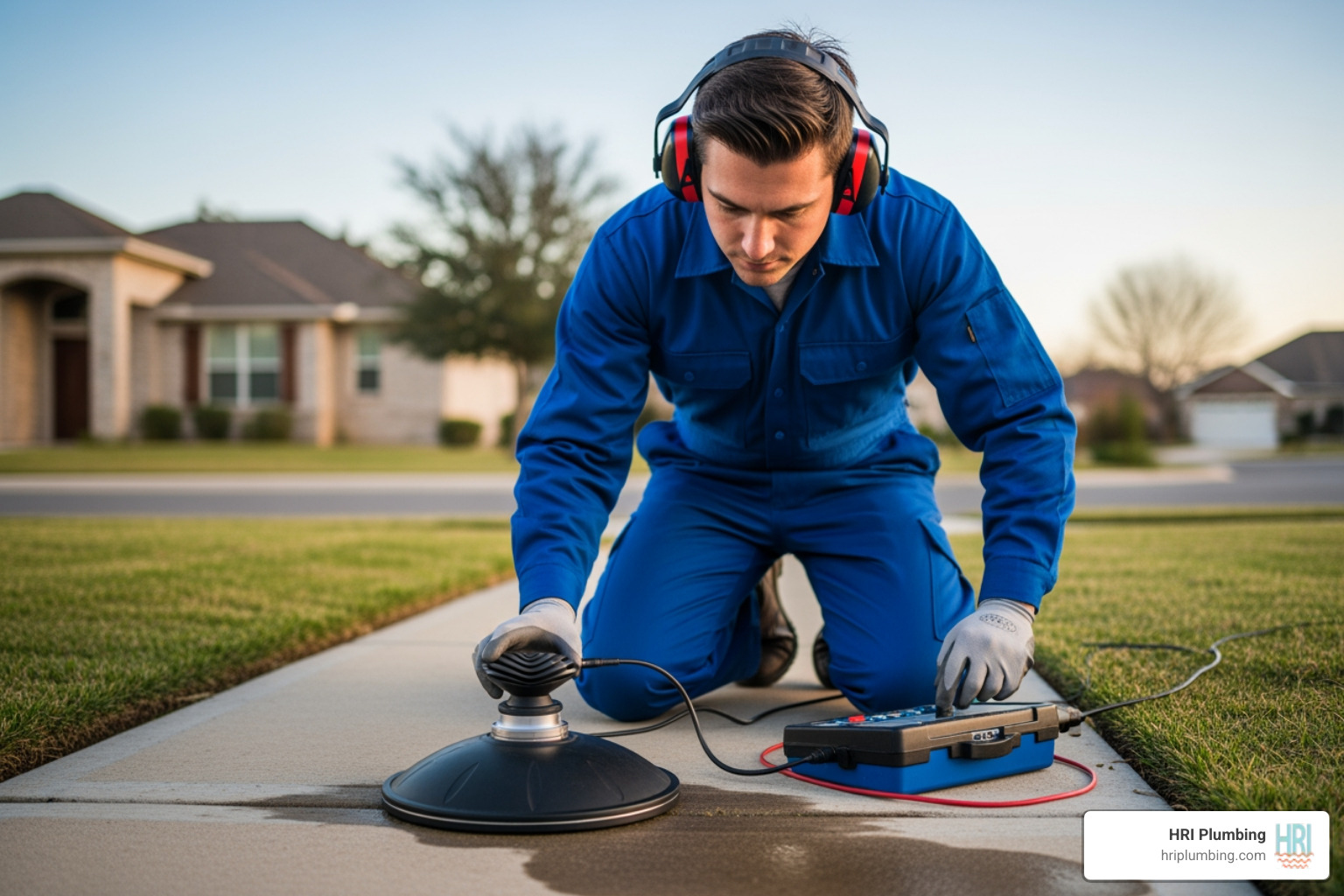 technician using an acoustic listening device - "I think I have a hidden water leak. Can you find companies that specialize in leak detection in Springfield IL?"