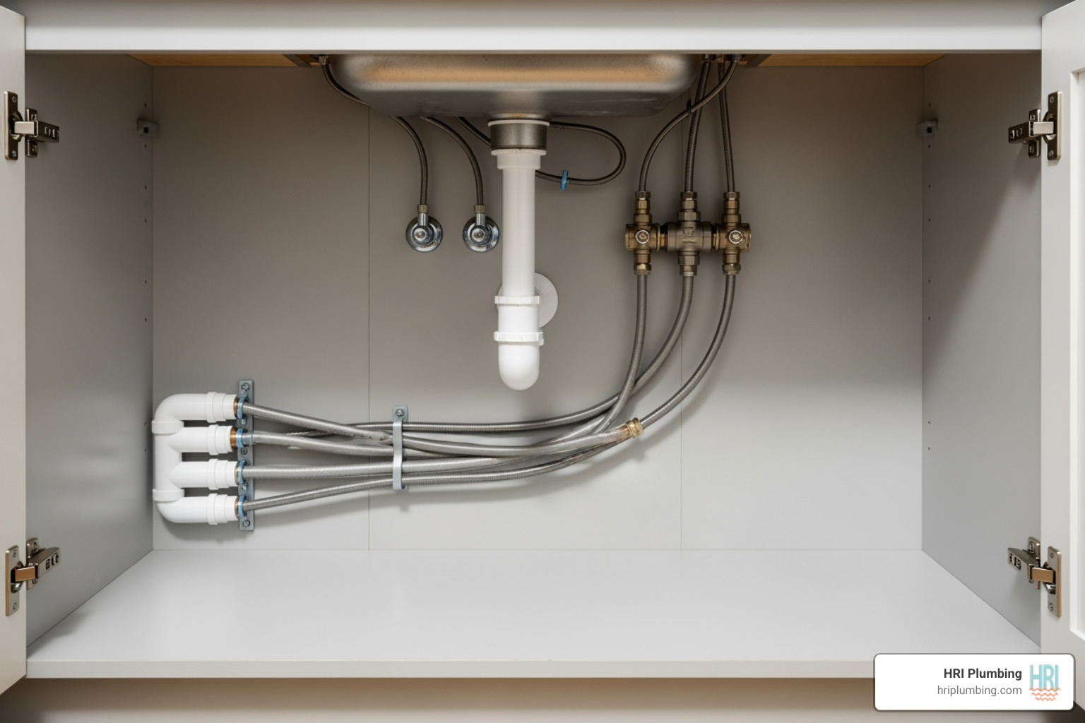 cleared-out area under a kitchen sink ready for work - house repiping rushville il cleared-out area under a kitchen sink ready for work - house repiping rushville il