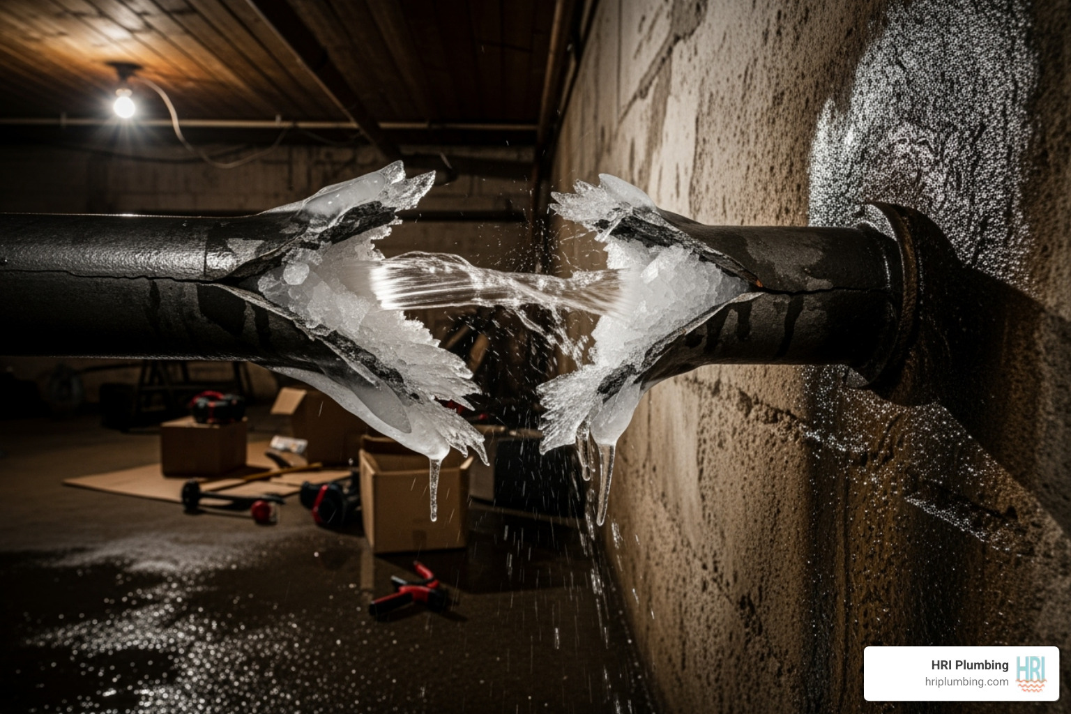 of a frozen, burst pipe - emergency leak repair springfield il
