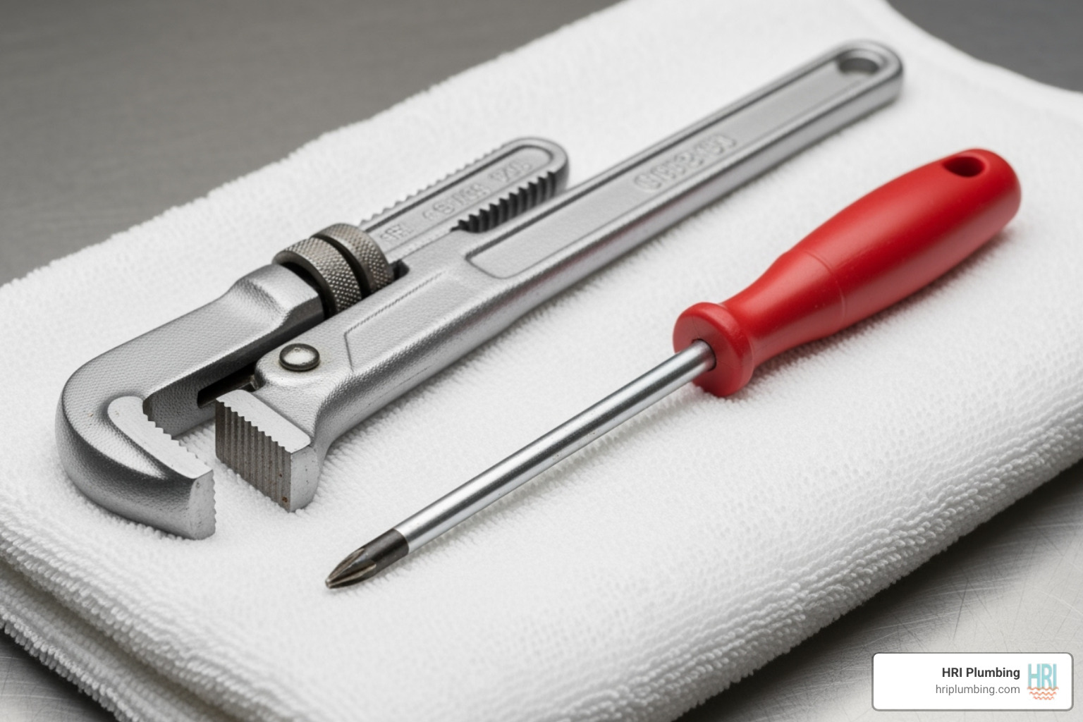 basic plumbing tools like a wrench and screwdriver laid out on a towel - leaky faucet repair rushville il basic plumbing tools like a wrench and screwdriver laid out on a towel - leaky faucet repair rushville il