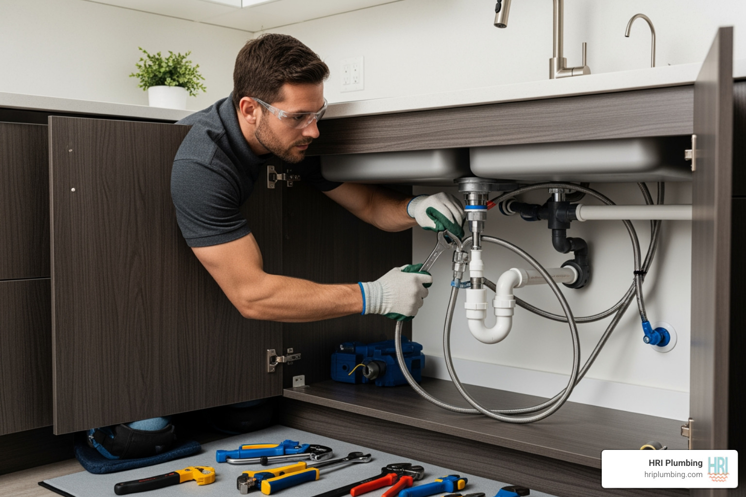 plumber installing new kitchen sink - kitchen sink remodel rushville il