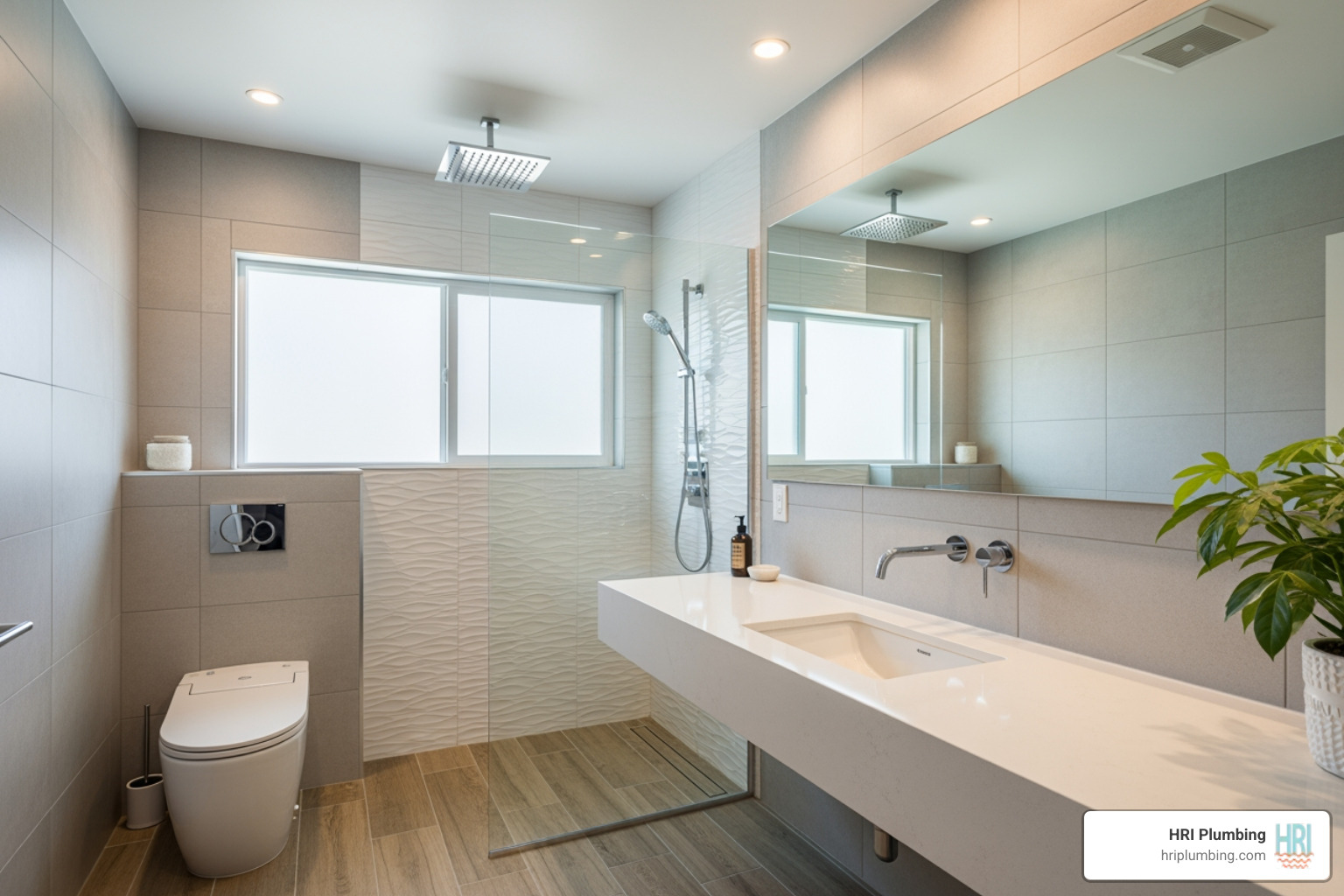 A beautifully remodeled modern bathroom in a Jacksonville home with new, sleek fixtures, including a contemporary faucet, a low-flow toilet, and a stylish showerhead. - new fixture installation jacksonville A beautifully remodeled modern bathroom in a Jacksonville home with new, sleek fixtures, including a contemporary faucet, a low-flow toilet, and a stylish showerhead. - new fixture installation jacksonville