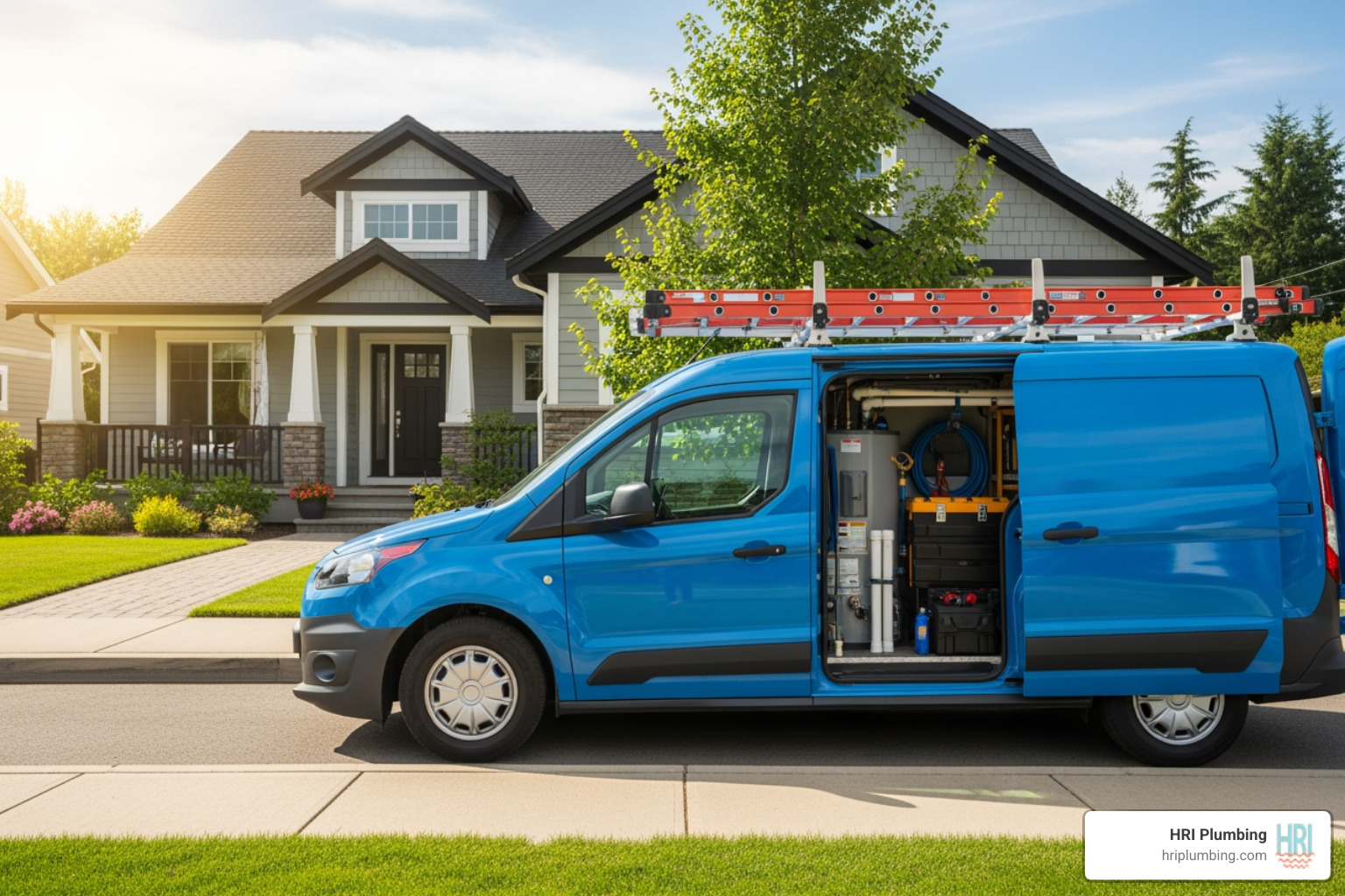 image of a professional plumber's van with company branding - toilet installation springfield il