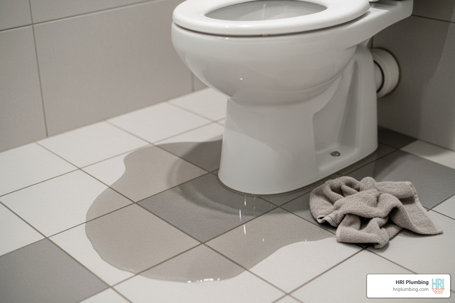 image showing water pooling at the base of a toilet - toilet installation springfield il