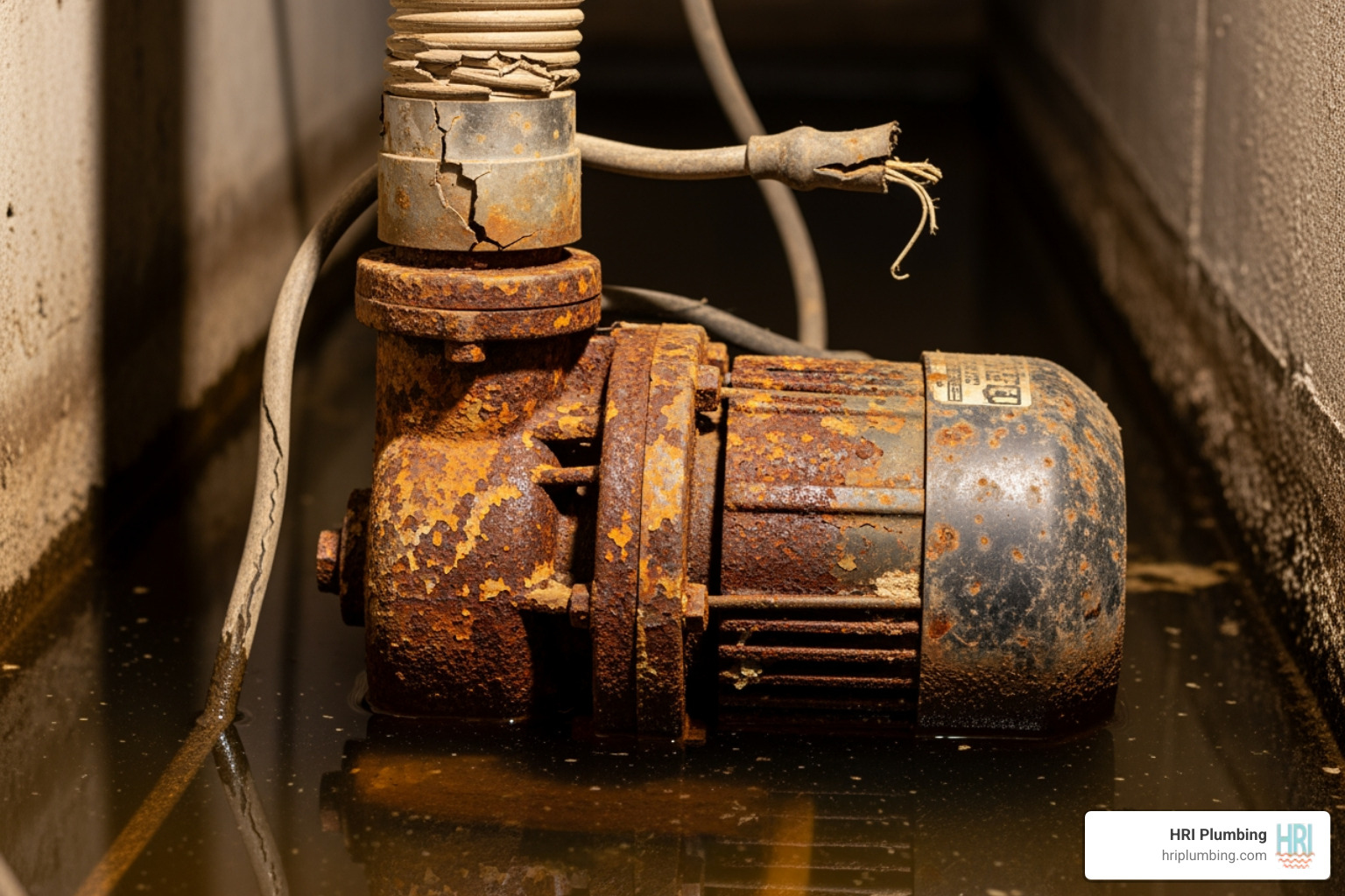 rusty corroded sump pump - sump pump maintenance springfield il