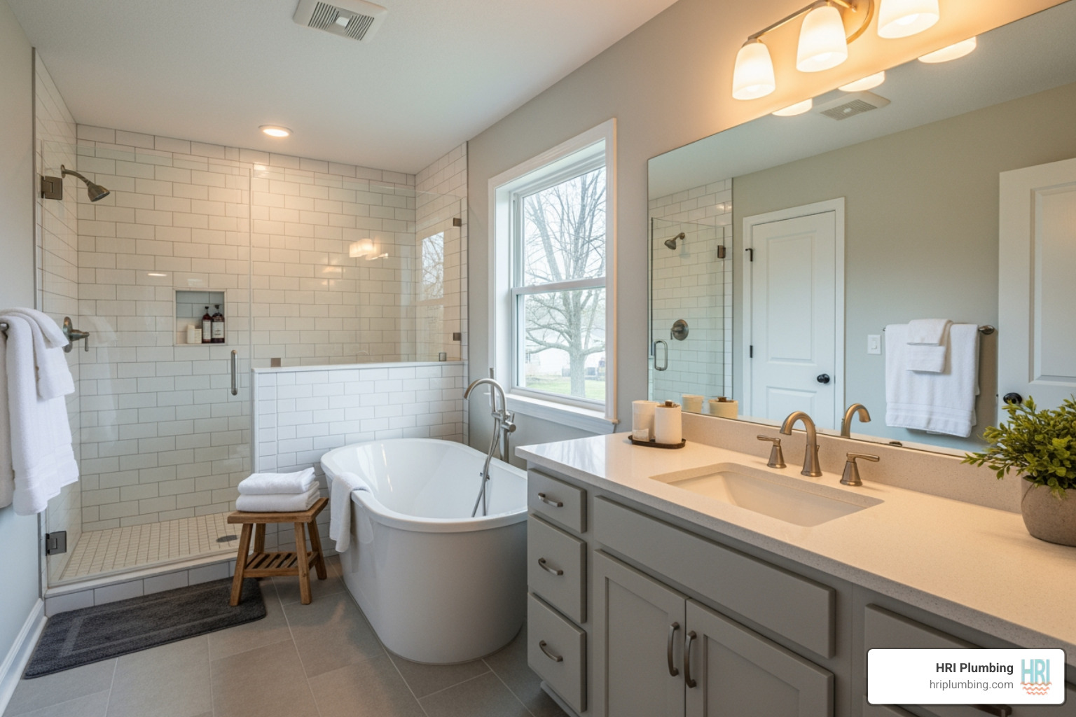 Infographic showing five key benefits of professional bathroom remodeling: 1) Boost property value with high ROI, 2) Enhance daily comfort and functionality, 3) Improve safety with modern fixtures and accessibility features, 4) Reduce utility costs with energy-efficient upgrades, 5) Prevent costly repairs by addressing plumbing and water damage issues - bathroom remodeling in rushville, il