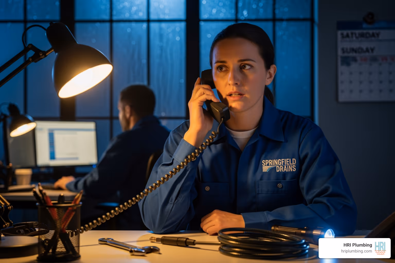 Who can I call for emergency drain cleaning on a weekend in Springfield?